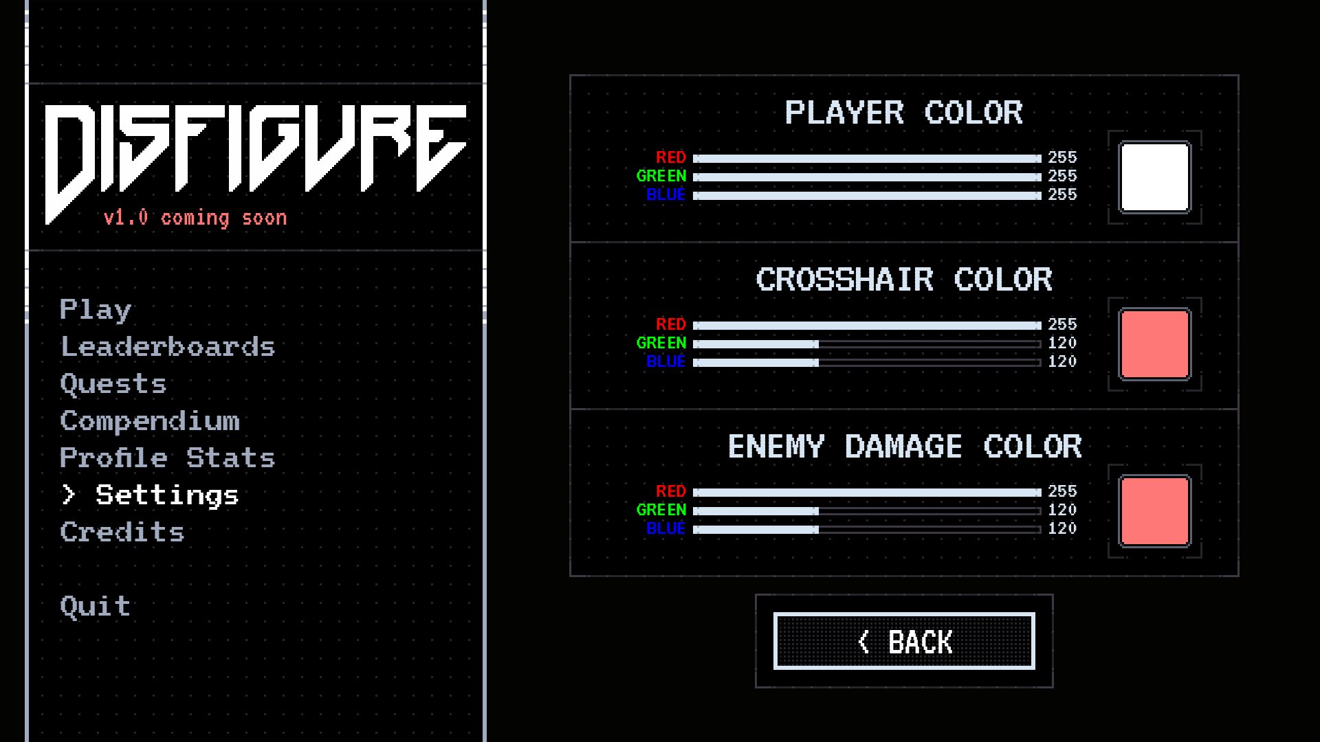 Disfigure — color customization settings